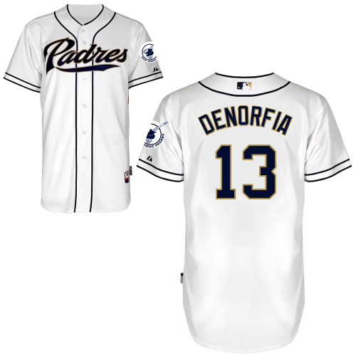 Chris Denorfia #13 MLB Jersey-San Diego Padres Men's Authentic Home White Cool Base Baseball Jersey